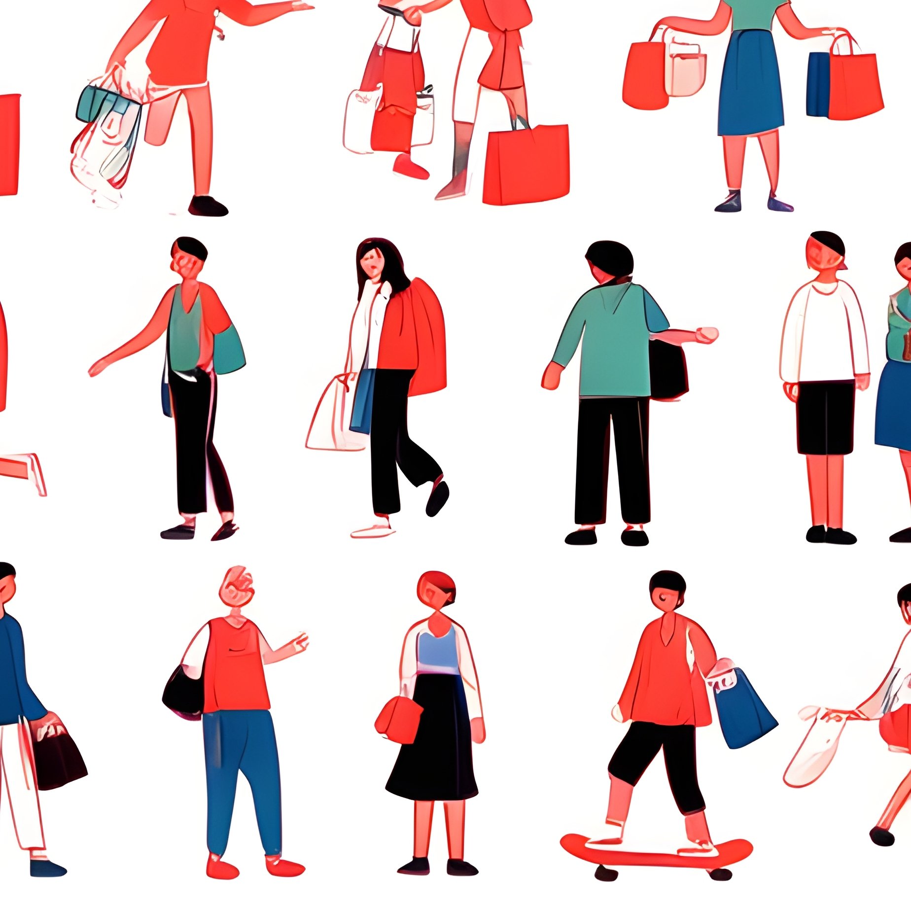 A Collection Of Diverse Human Figures In Various Activities And - Full Resolution Quality Preview