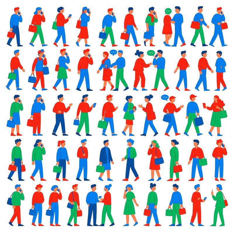 A Collection Of Diverse Human Figures In Various Poses And