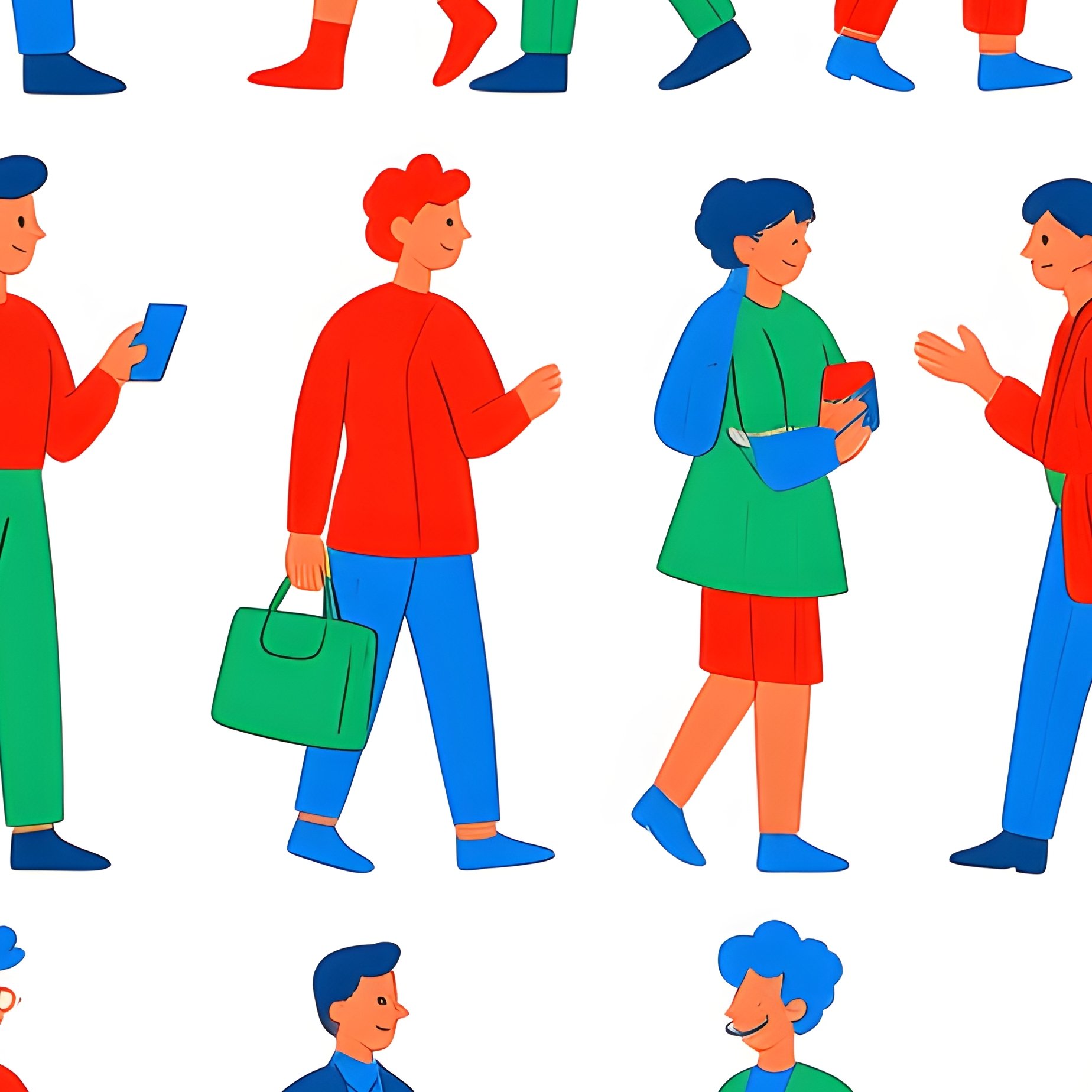 A Collection Of Diverse Human Figures In Various Poses And - Full Resolution Quality Preview