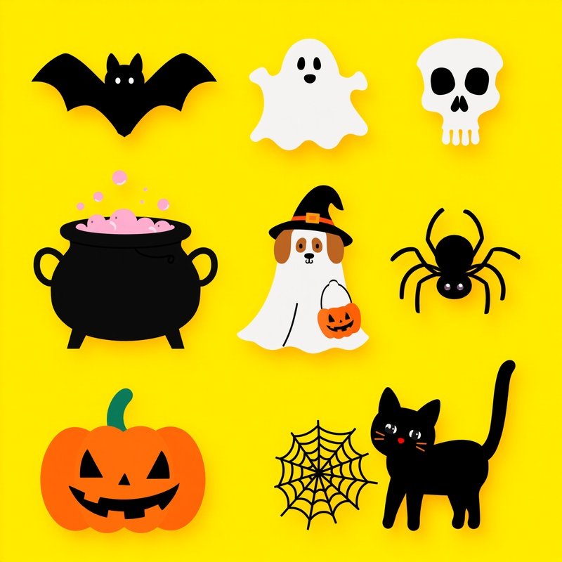 A Collection Of Halloween Themed Objects And Characters Halloween