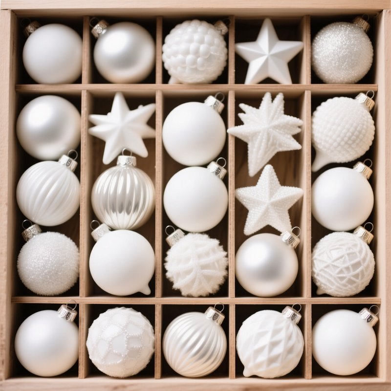 A Collection Of White Christmas Ornaments Christmas Ornaments