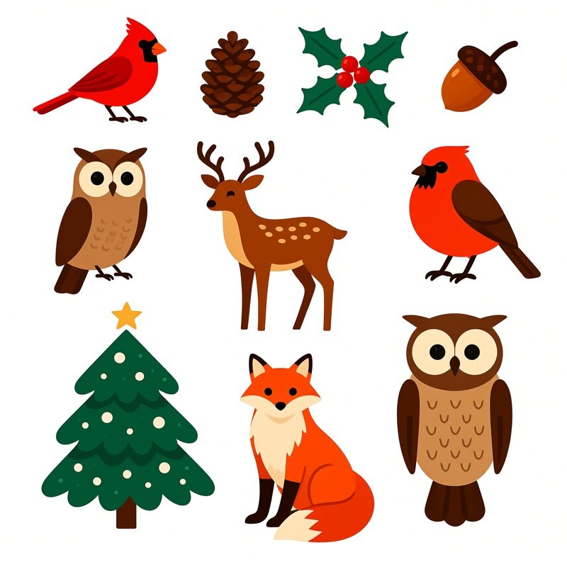 A Collection Of Winter Themed Icons And Animals Winter Icons
