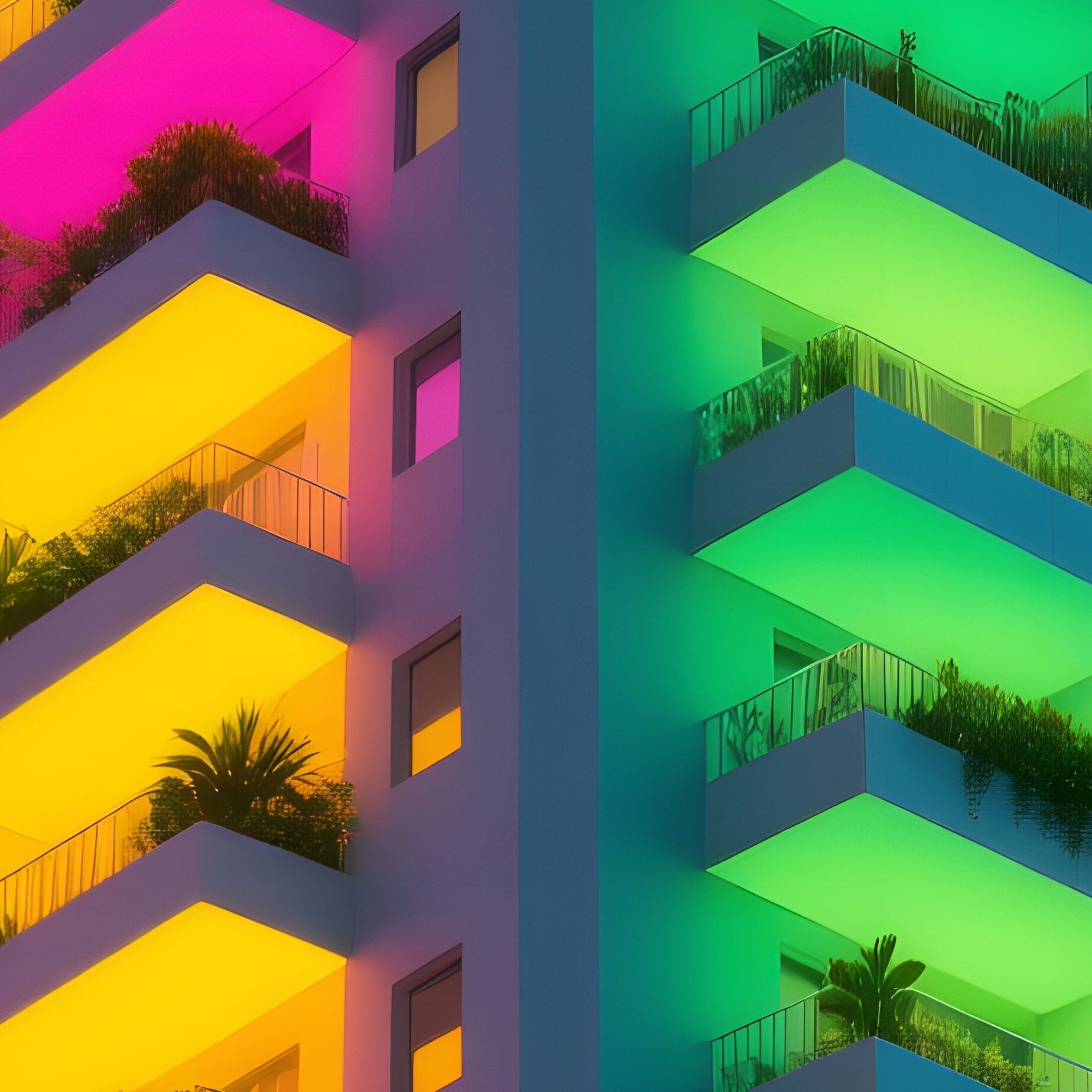 A Colorful Apartment Building Apartment Building - Full Resolution Quality Preview
