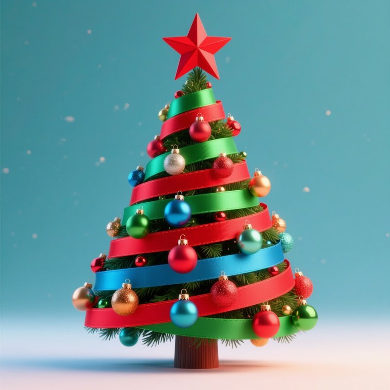 A Colorful Christmas Tree Made Of Ribbon Christmas Tree