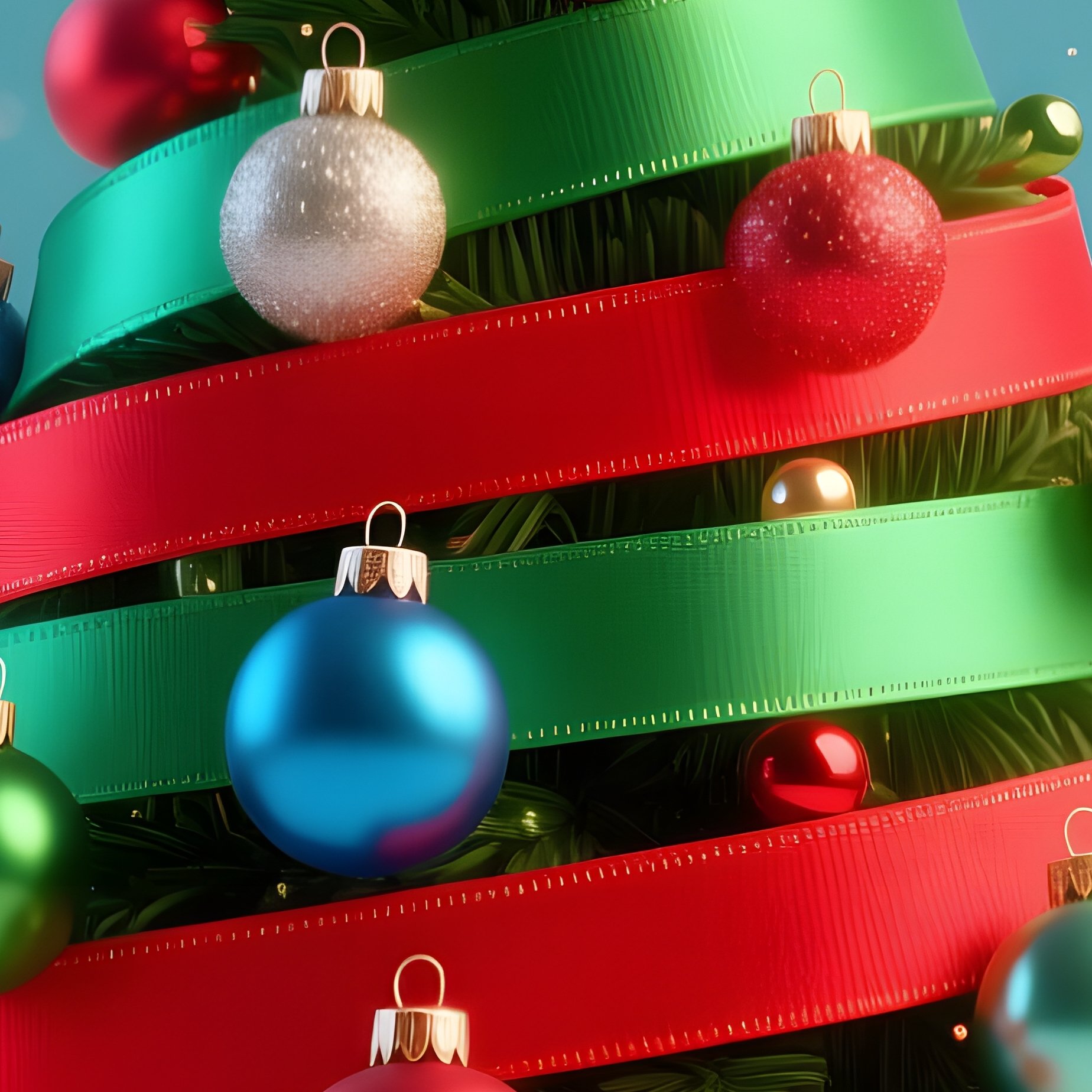 A Colorful Christmas Tree Made Of Ribbon Christmas Tree - Full Resolution Quality Preview