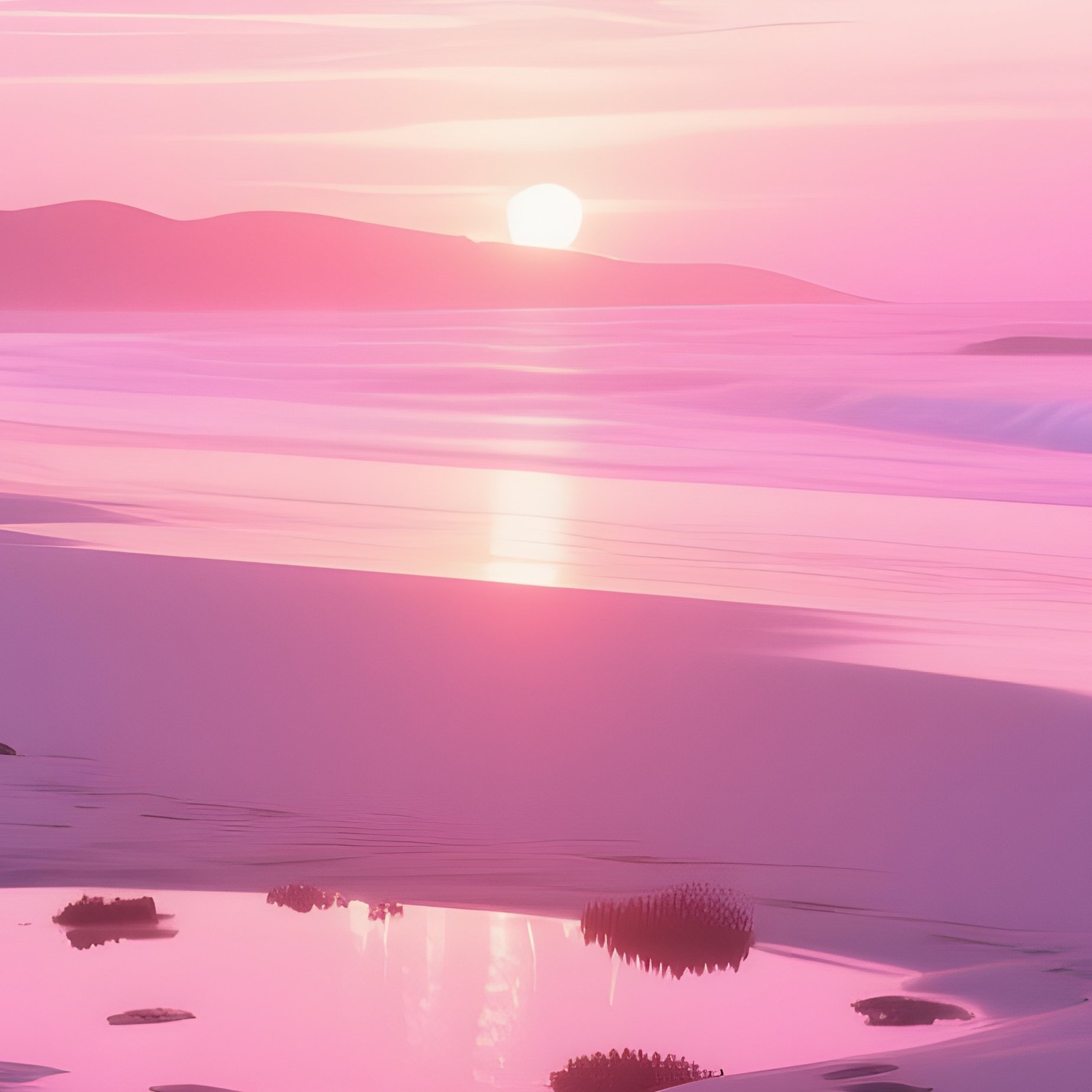 A Colorful Sunrise Over A Coral Beach, With Pink And Purple Skies Illuminating The Sand'S Unique - Full Resolution Quality Preview
