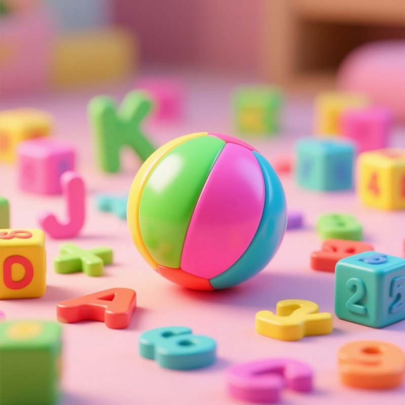 A Colorful Toy Ball Surrounded By Alphabet Blocks Toy Alphabet