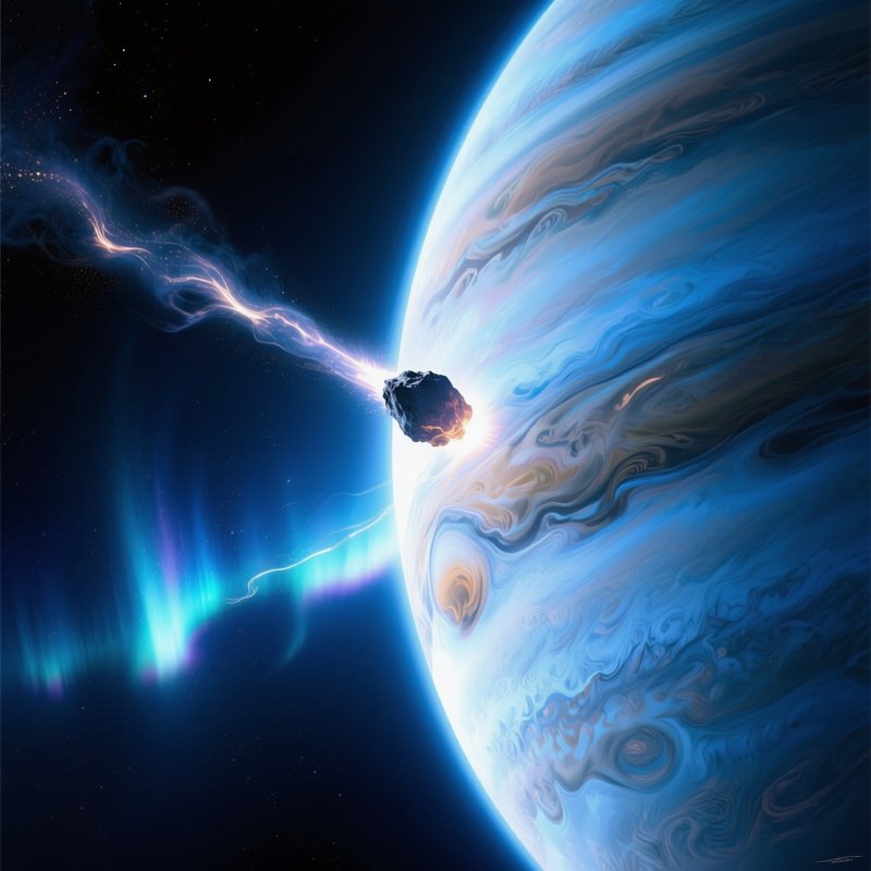 A Comet Passing Jupiter Reflected Sunlight Auroras Digital Art