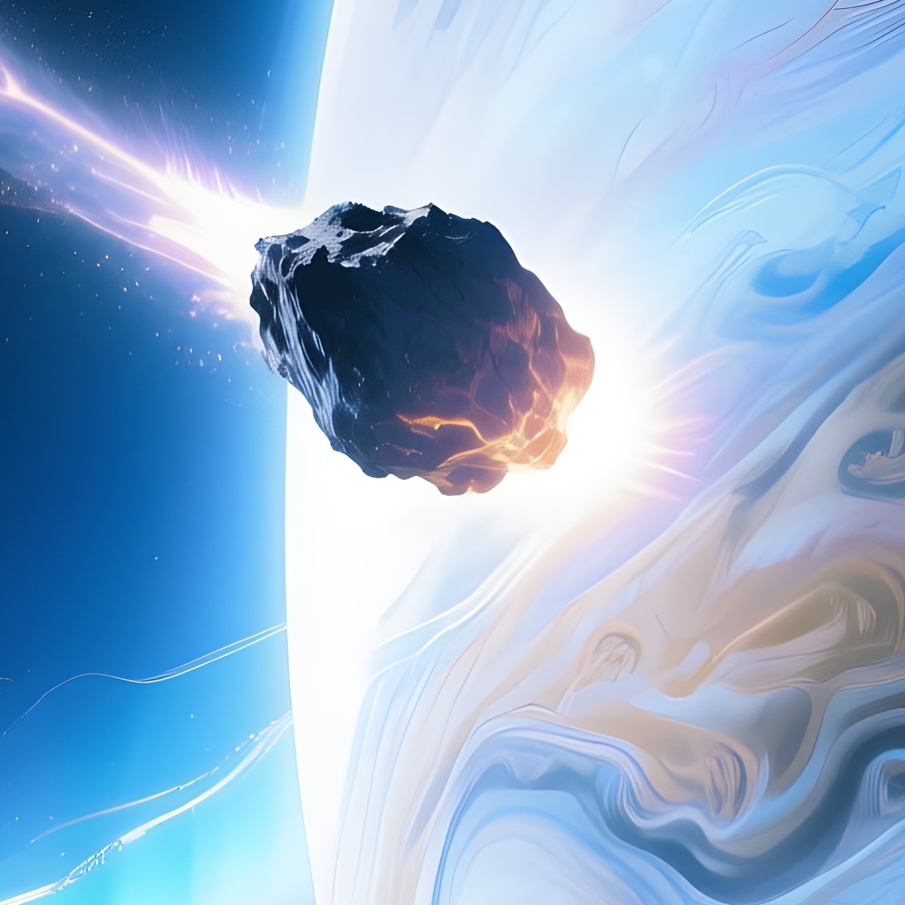 A Comet Passing Jupiter Reflected Sunlight Auroras Digital Art - Full Resolution Quality Preview