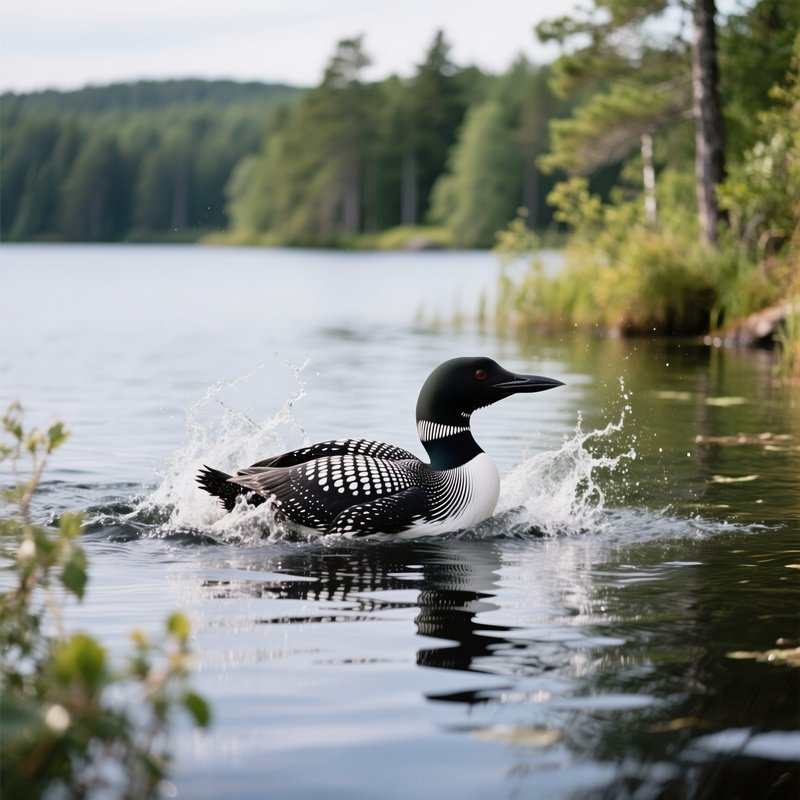 A Common Loon In Natural Environment