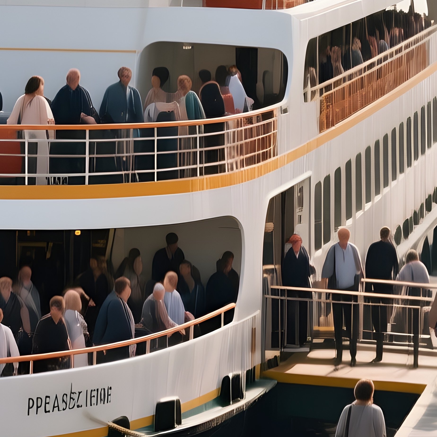 A Commuter Ferry Full Of Passengers Leaving A Riverside Station - Full Resolution Quality Preview