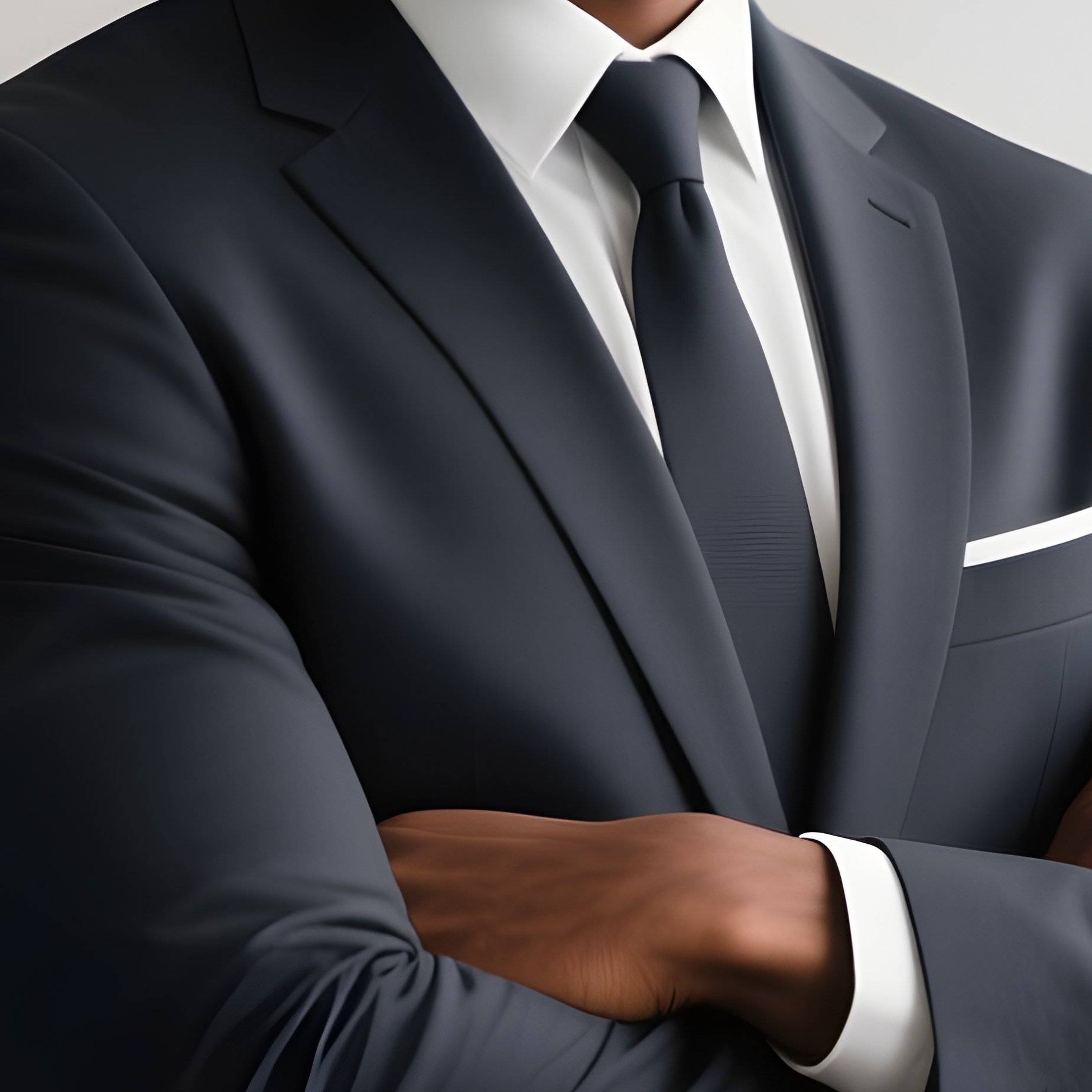 A Confident Black Man Standing With Crossed Arms In An Office. - Full Resolution Quality Preview