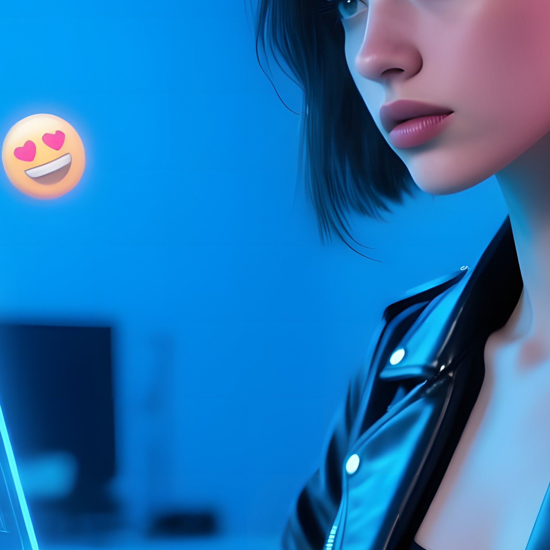 A Confident Pop Up Girl In A Fitted Leather Jacket Typing On A Mechanical Keyboard - Full Resolution Quality Preview