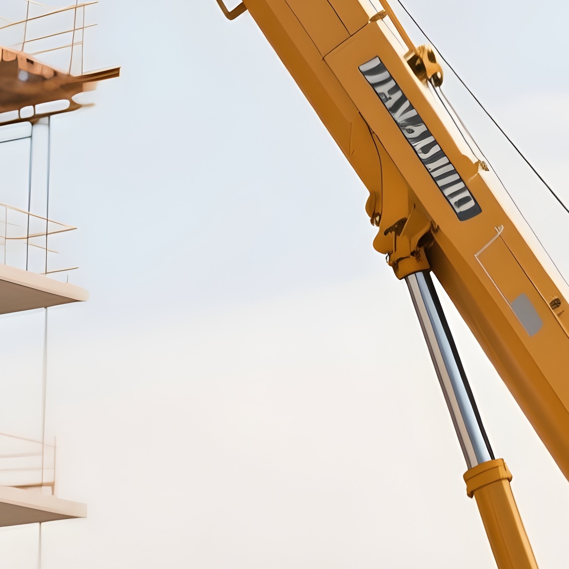 A Construction Crane Truck Extending Its Boom At A Building Site - Full Resolution Quality Preview