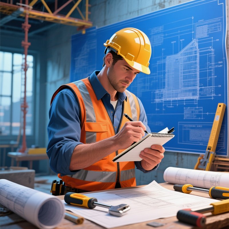 A Construction Foreman Writing Notes Digital Art