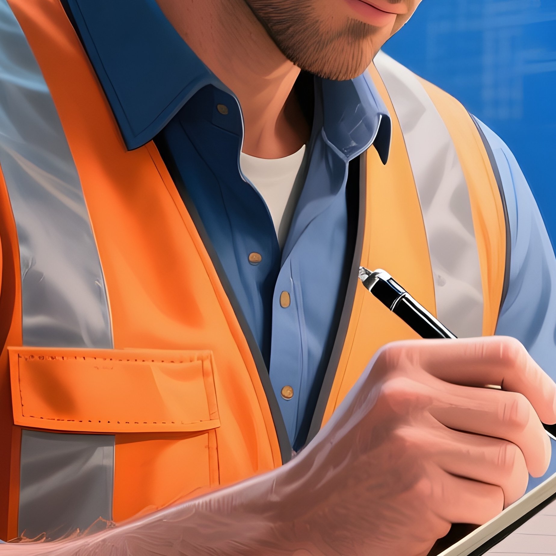 A Construction Foreman Writing Notes Digital Art - Full Resolution Quality Preview