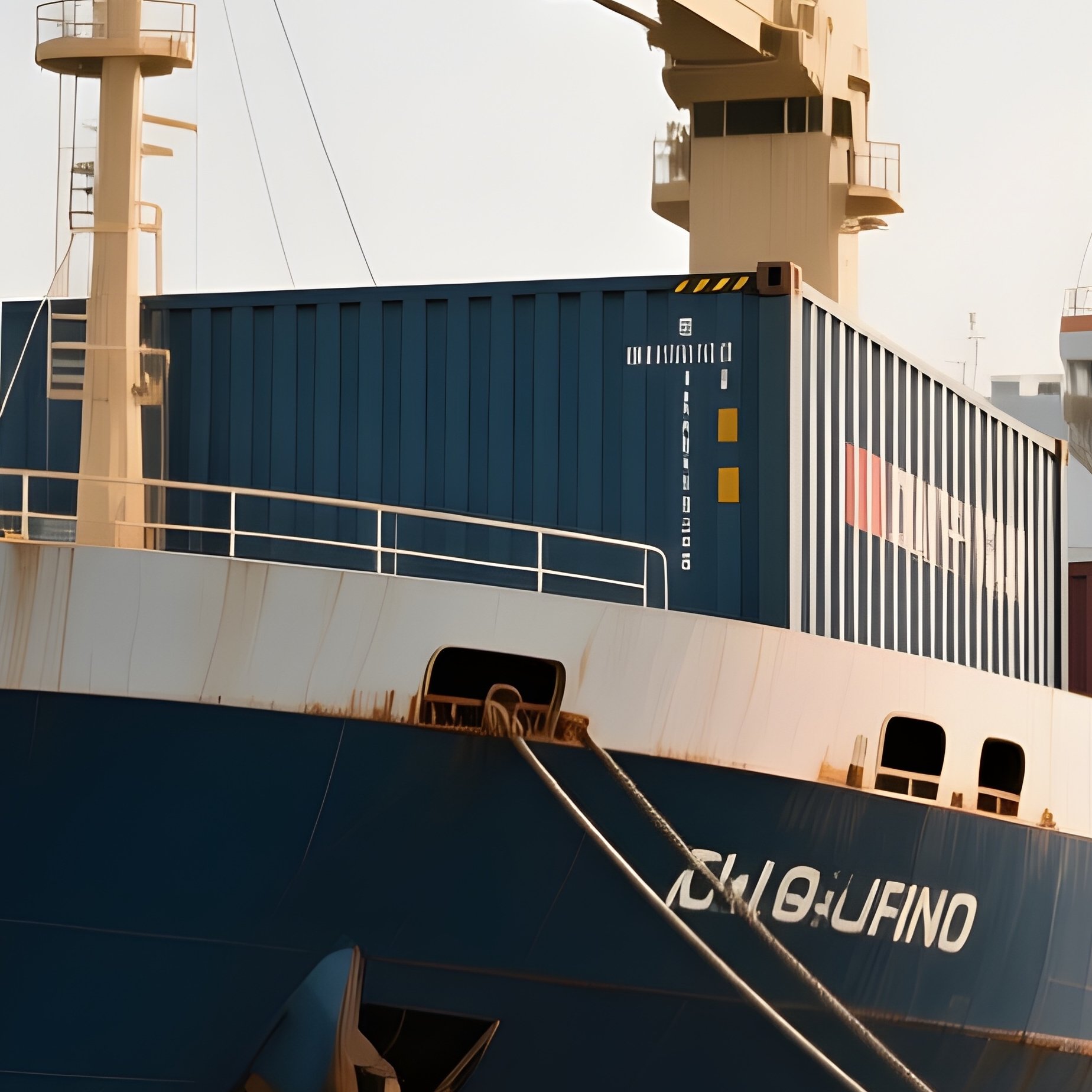 A Container Feeder Ship Docking At A Medium Sized Port - Full Resolution Quality Preview