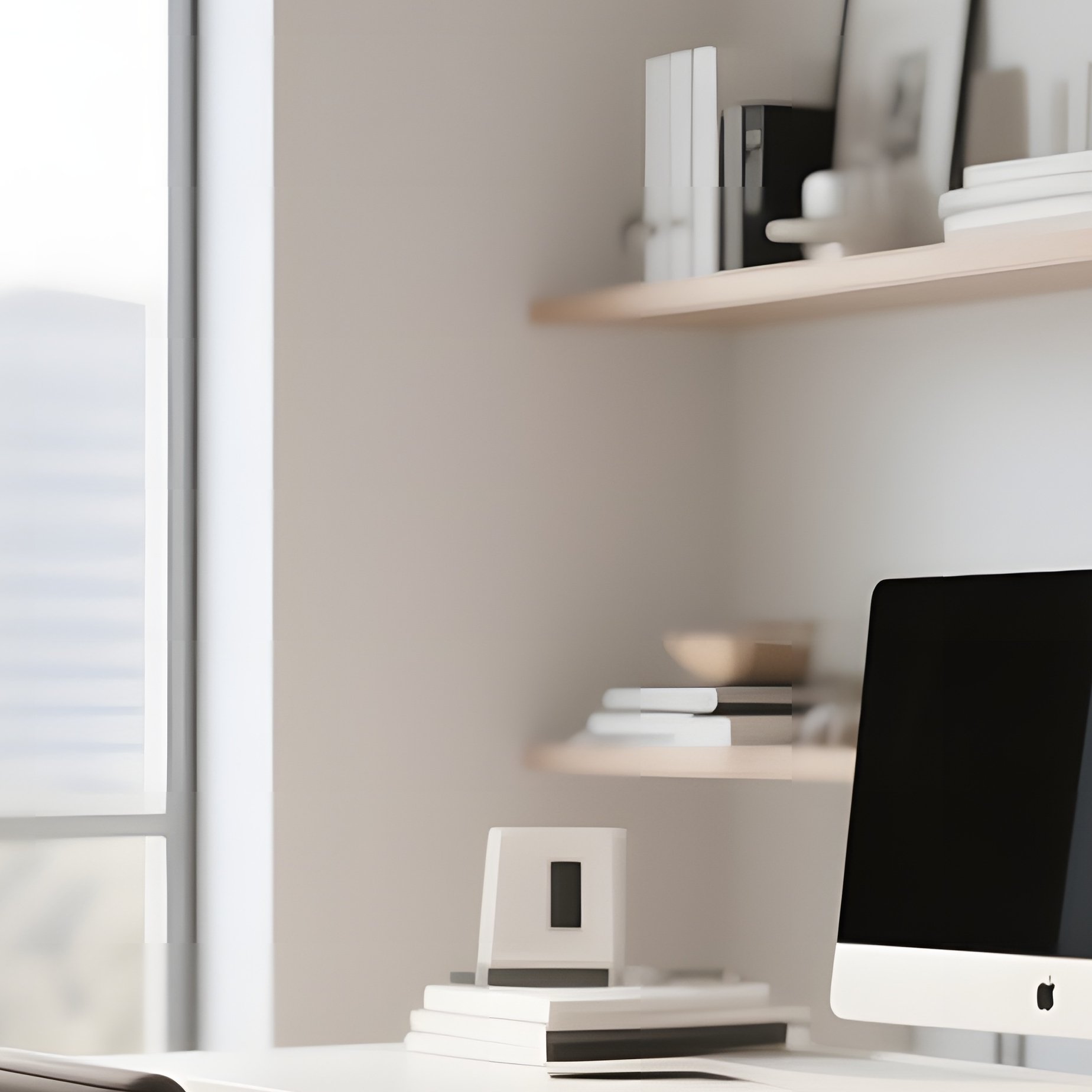 A Contemporary Home Office With Minimalist Furniture And Daylight - Full Resolution Quality Preview