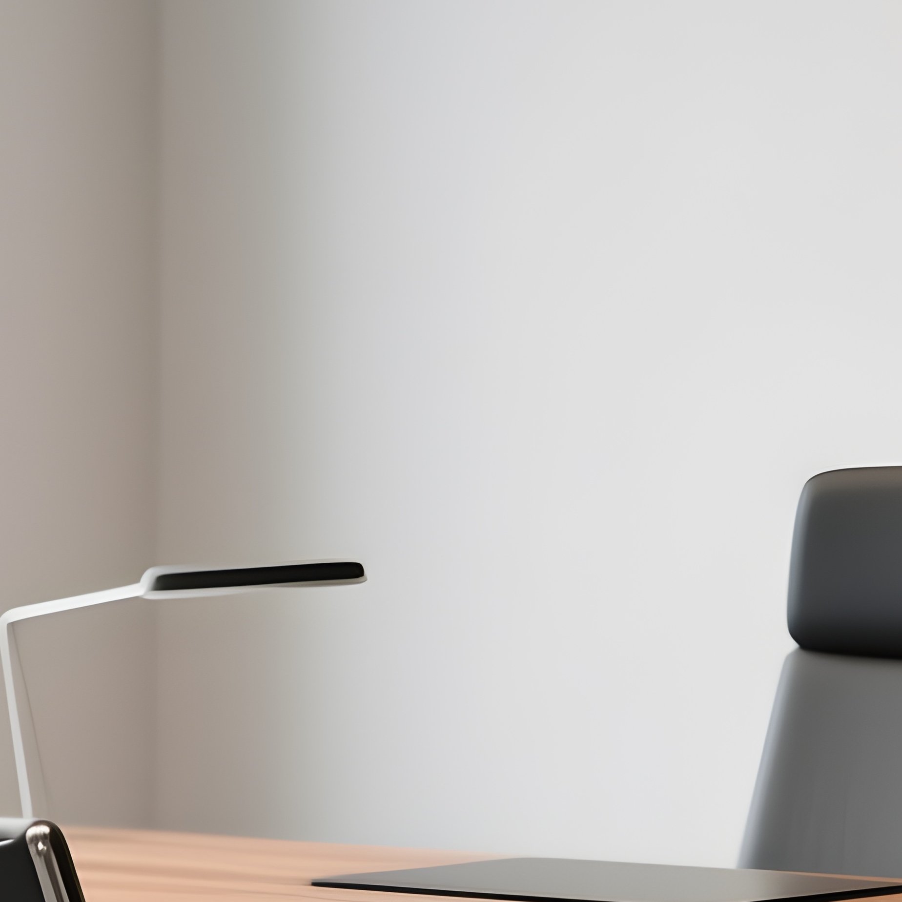 A Contemporary Office Corner With A Wooden Desk And Designer Chair - Full Resolution Quality Preview