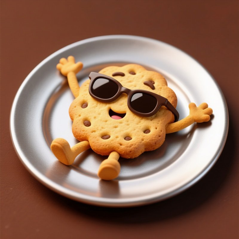 A Cookie Wearing Sunglasses Sunbathing On A Plate