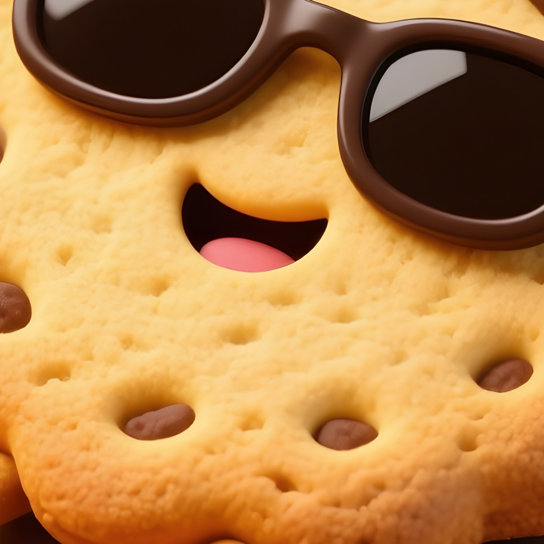 A Cookie Wearing Sunglasses Sunbathing On A Plate - Full Resolution Quality Preview