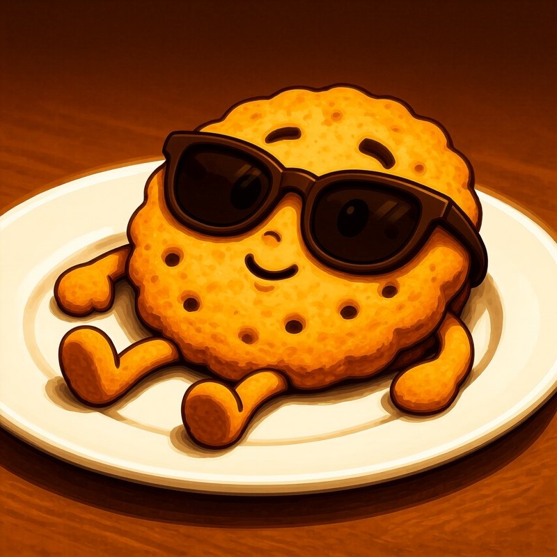 A Cookie Wearing Sunglasses Sunbathing On A Plate