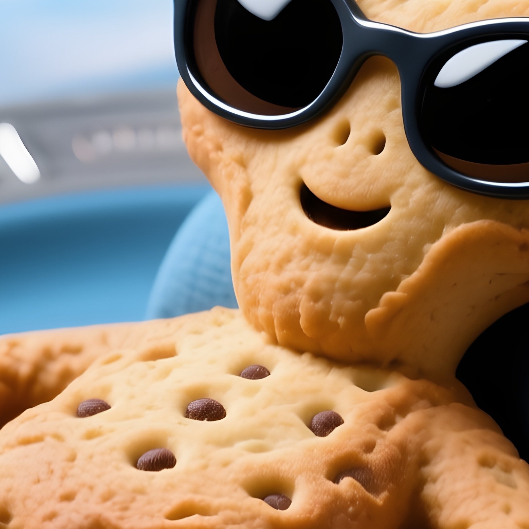 A Cookie Wearing Sunglasses Sunbathing On A Plate Science Fiction - Full Resolution Quality Preview