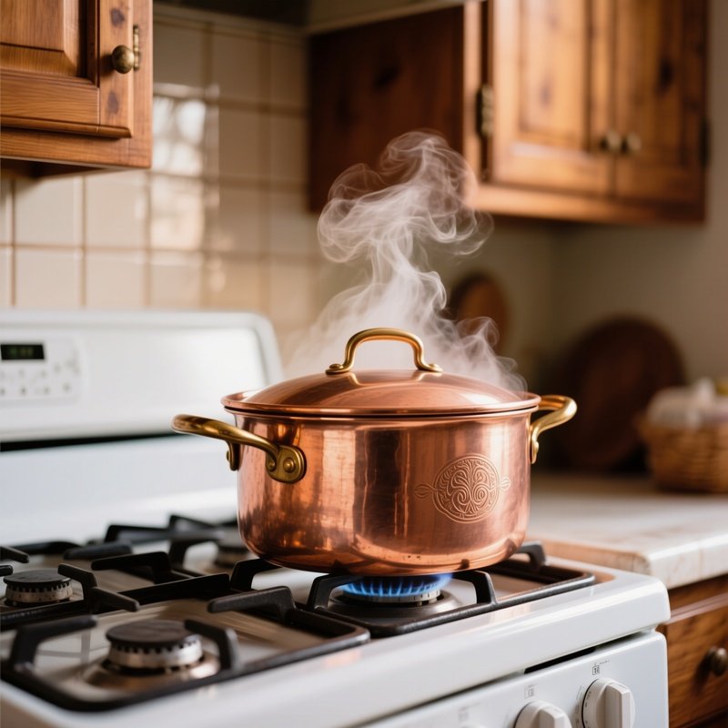 A Copper Pot In A Kitchen