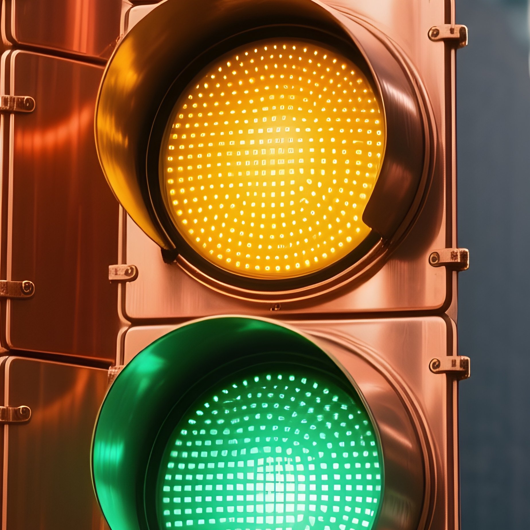 A Copper Traffic Light And City - Full Resolution Quality Preview