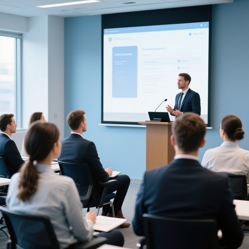 A Corporate Training Session In A Modern Office Space