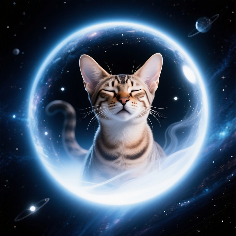 A Cosmic Egyptian Mau Purring Image