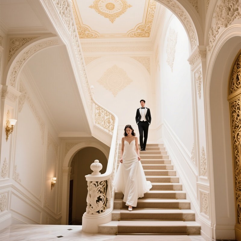 A Couple In A Grand Hall Wedding Architecture