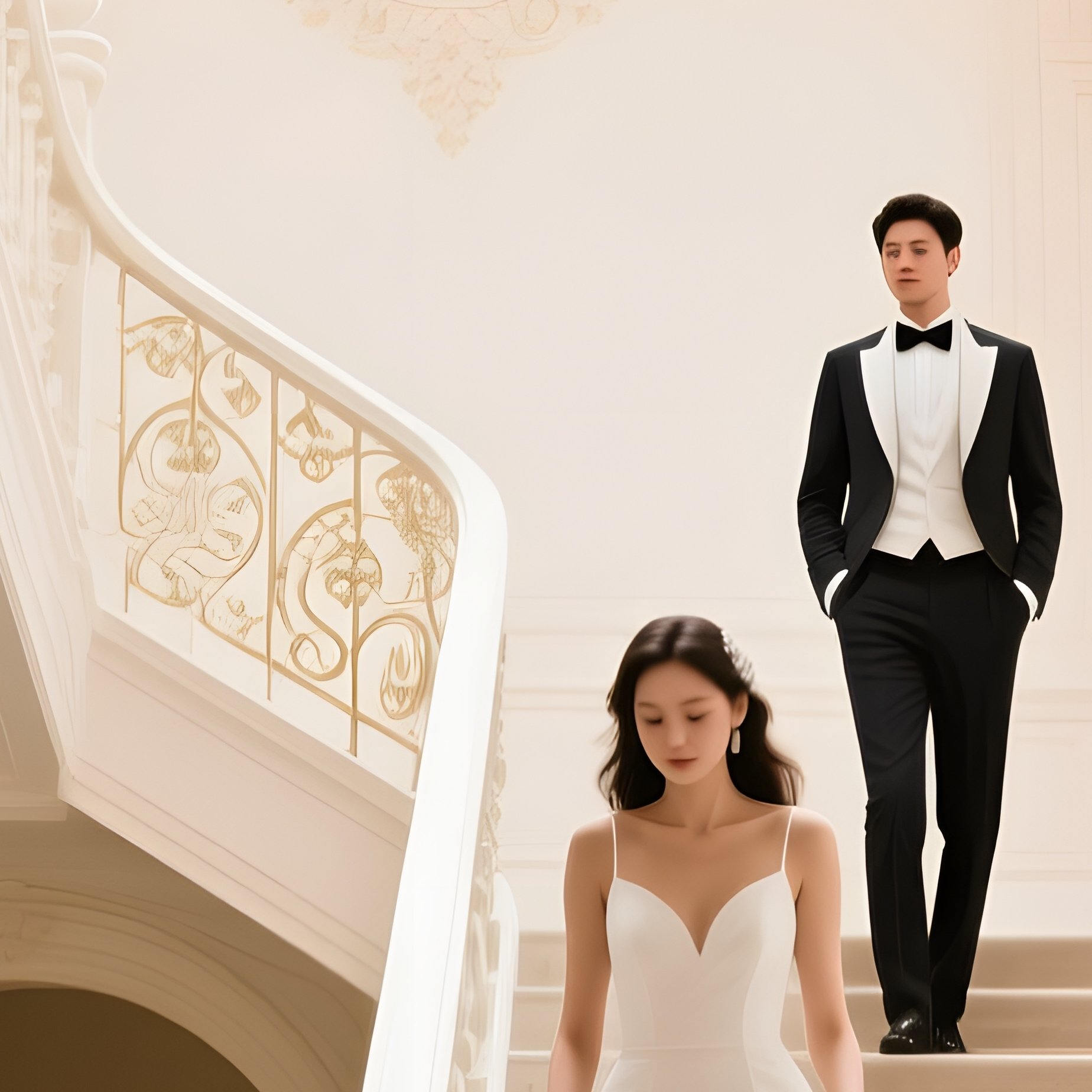 A Couple In A Grand Hall Wedding Architecture - Full Resolution Quality Preview