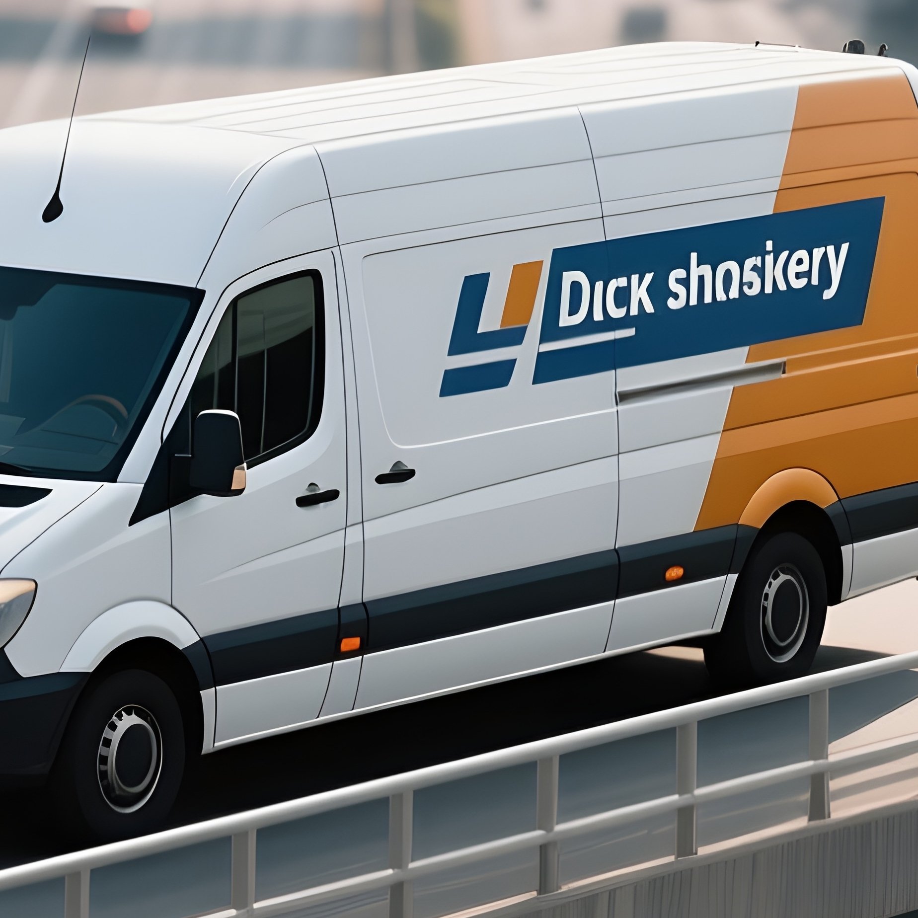 A Courier Van Crossing A Bridge Above A Busy Highway Interchange - Full Resolution Quality Preview