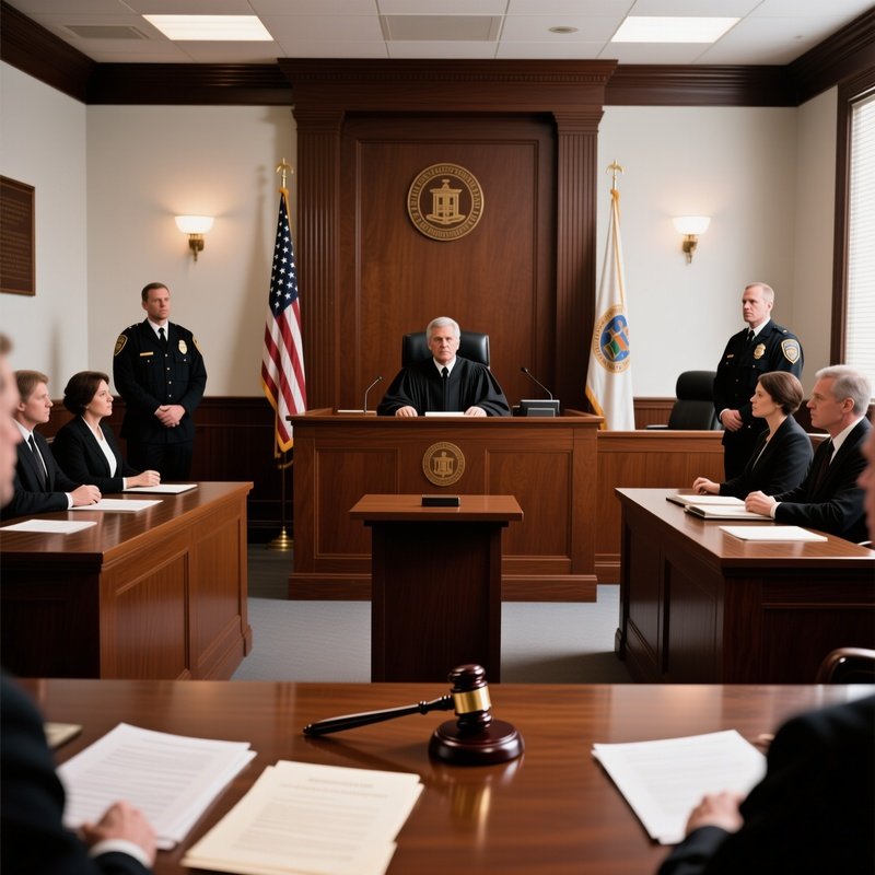 A Courtroom With A Judge And Legal Districts