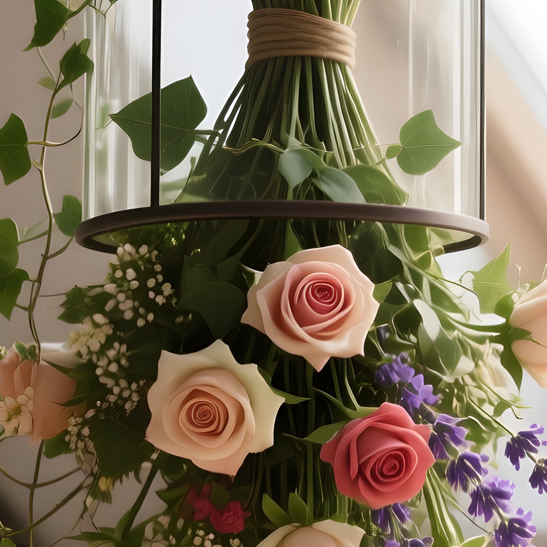 A Cozy Attic Loft Under A Skylight, Filled With Soft Afternoon Light, Displaying A Hanging Glass - Full Resolution Quality Preview