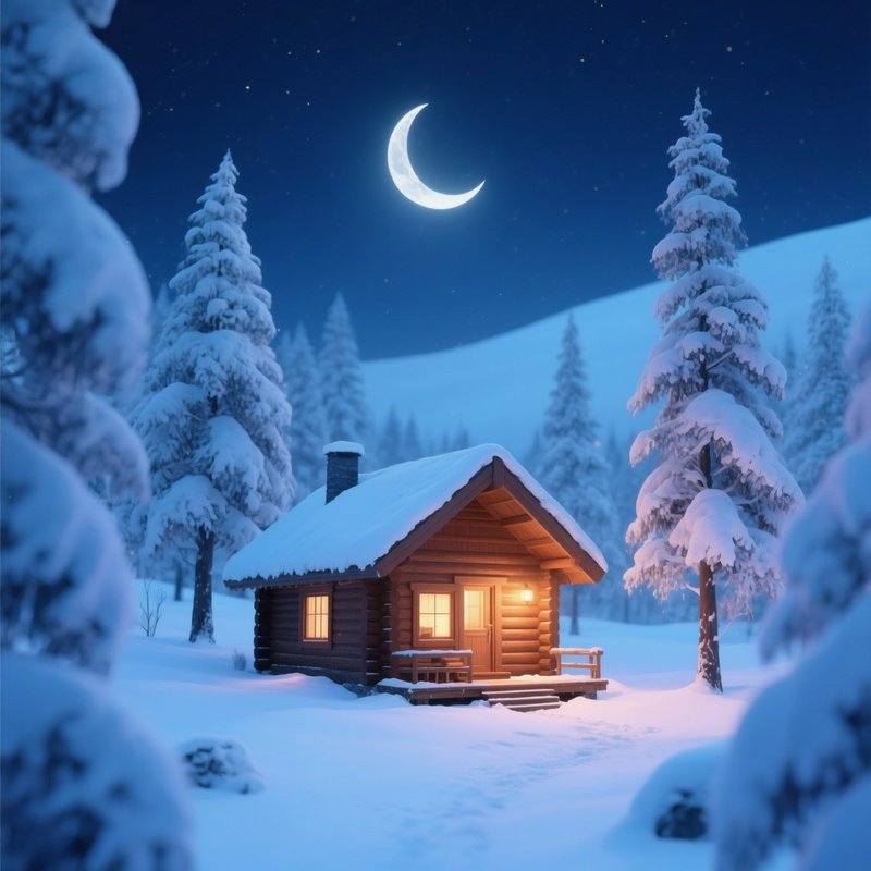 A Cozy Cabin In A Snowy Landscape Winter Cabin