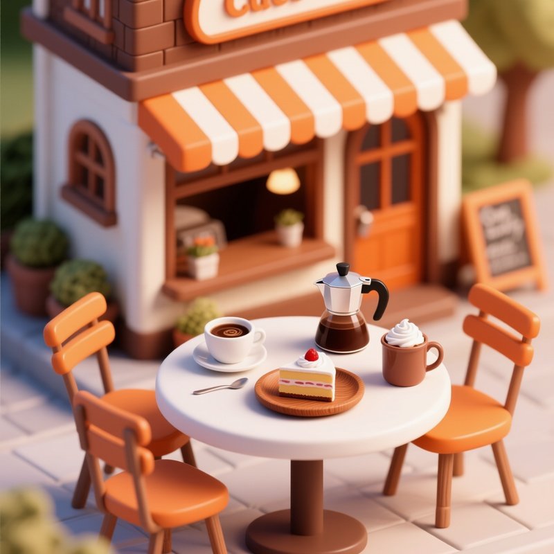 A Cozy Cafe Scene With Various Elements Related To Coffee And