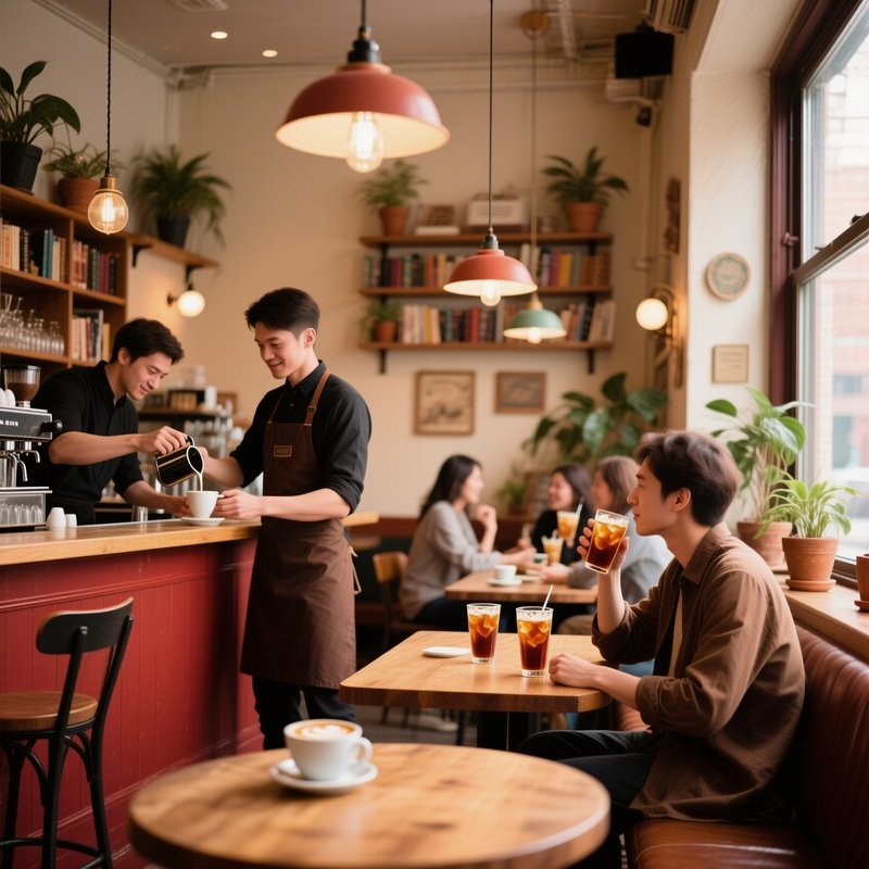 A Cozy Cafe With Beverages And Context Napoje