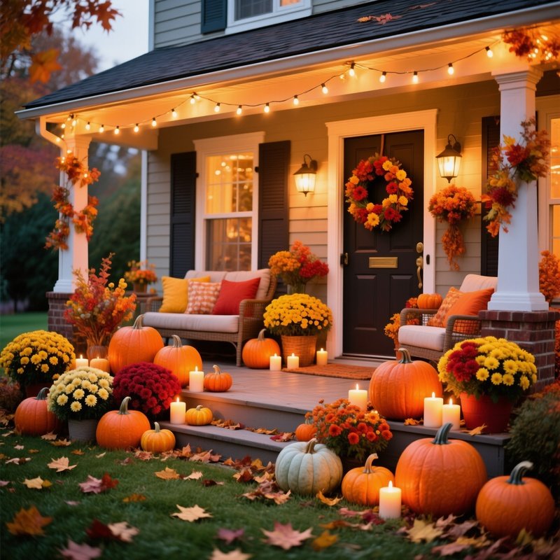 A Cozy Front Porch Decorated For Autumn Autumn Fall Decor