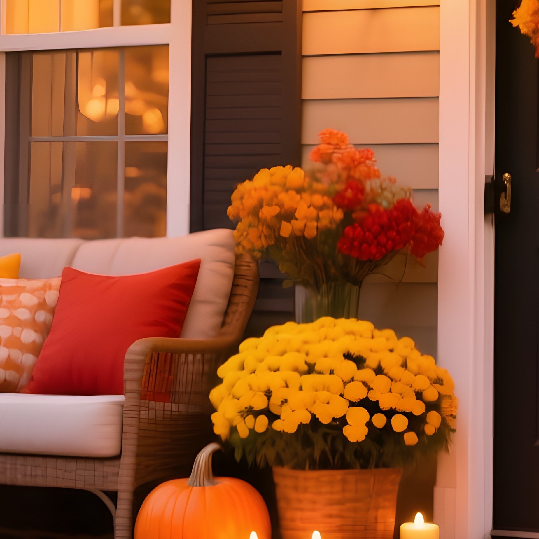 A Cozy Front Porch Decorated For Autumn Autumn Fall Decor - Full Resolution Quality Preview