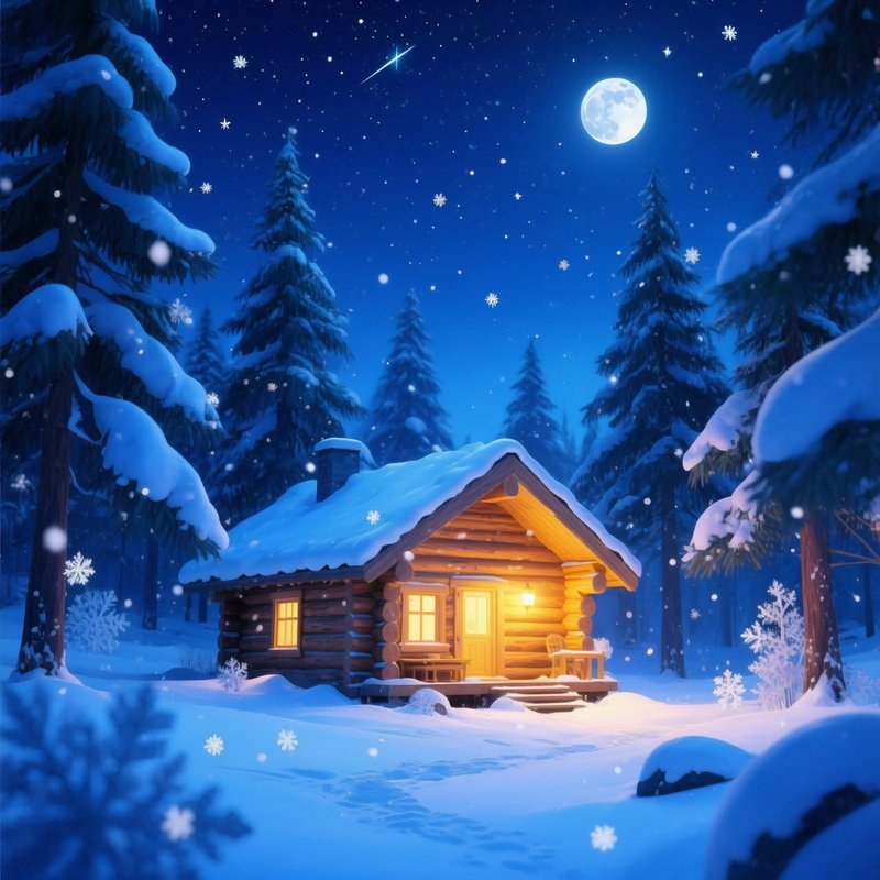 A Cozy Log Cabin In A Snowy Forest Winter Cabin