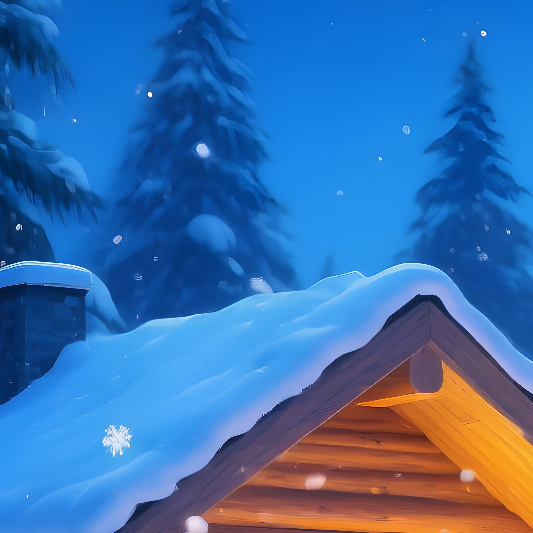 A Cozy Log Cabin In A Snowy Forest Winter Cabin - Full Resolution Quality Preview