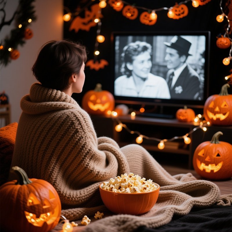 A Cozy Movie Watching Setup For Halloween Halloween Movie Night