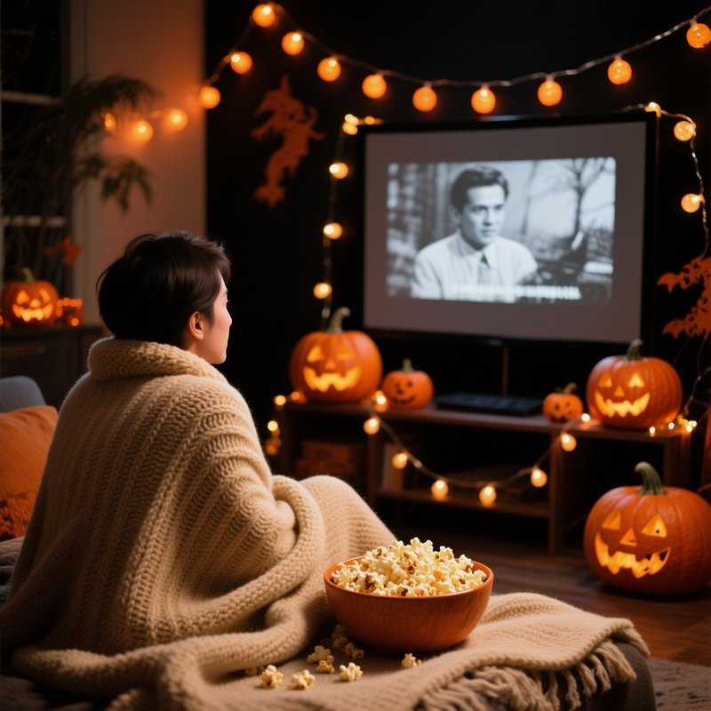 A Cozy Movie Watching Setup For Halloween Halloween Movie Night