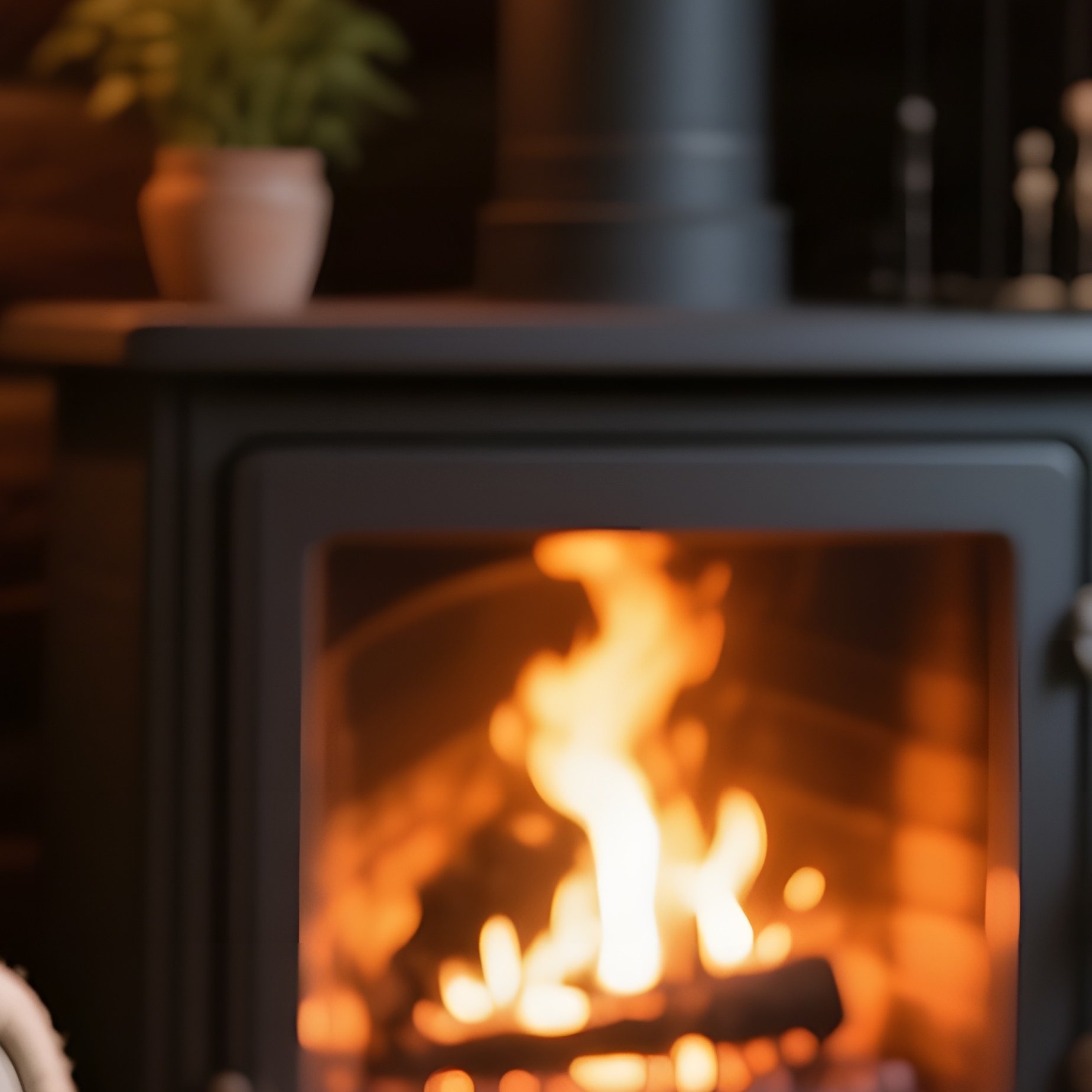 A Cozy Reading Nook By A Fireplace In A Bavarian Chalet, A Potted Mushroom Terrarium On The Side - Full Resolution Quality Preview