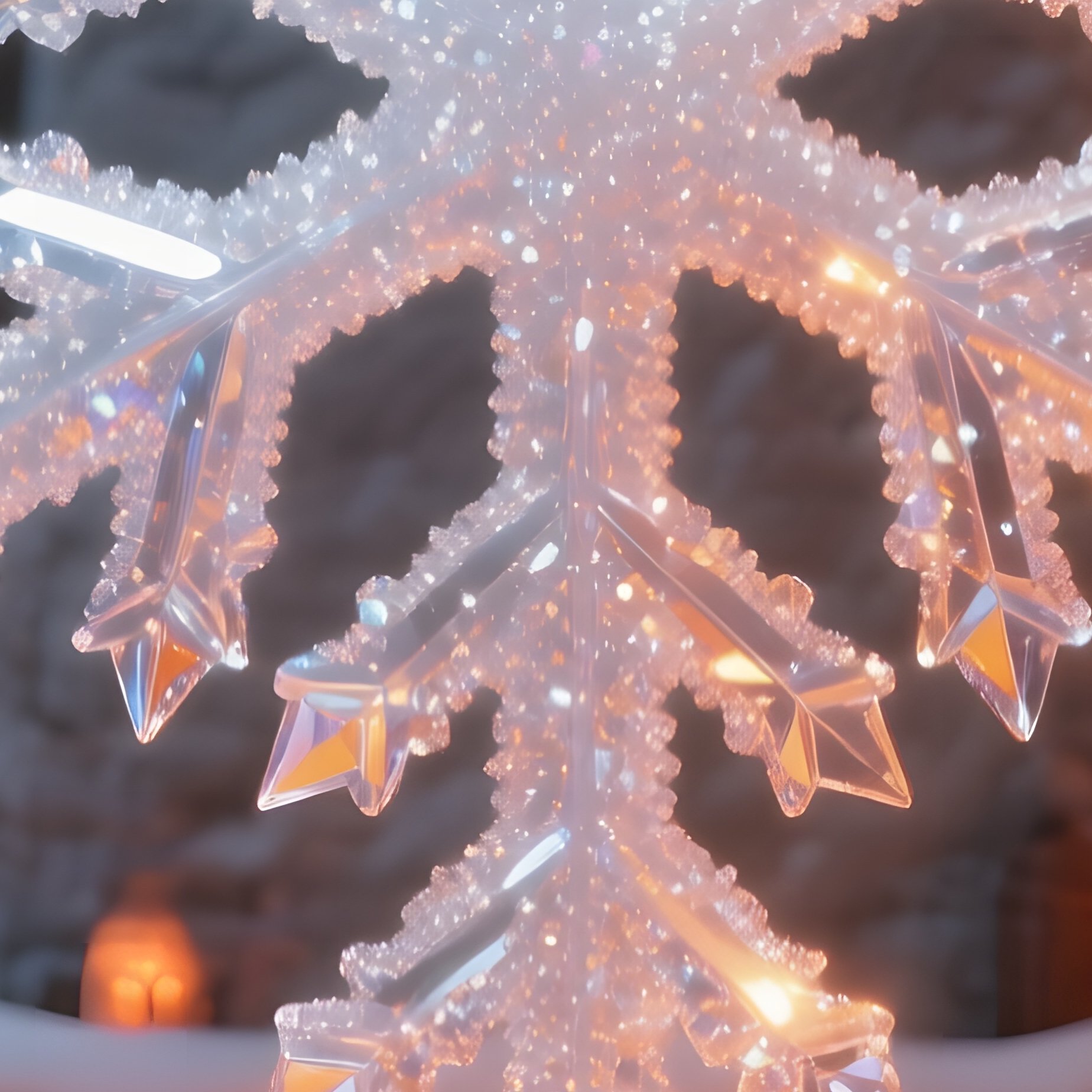 A Cozy Winter Cabin Interior Where A Fireplace Casts Warm Orange Light On A Towering Sugar - Full Resolution Quality Preview