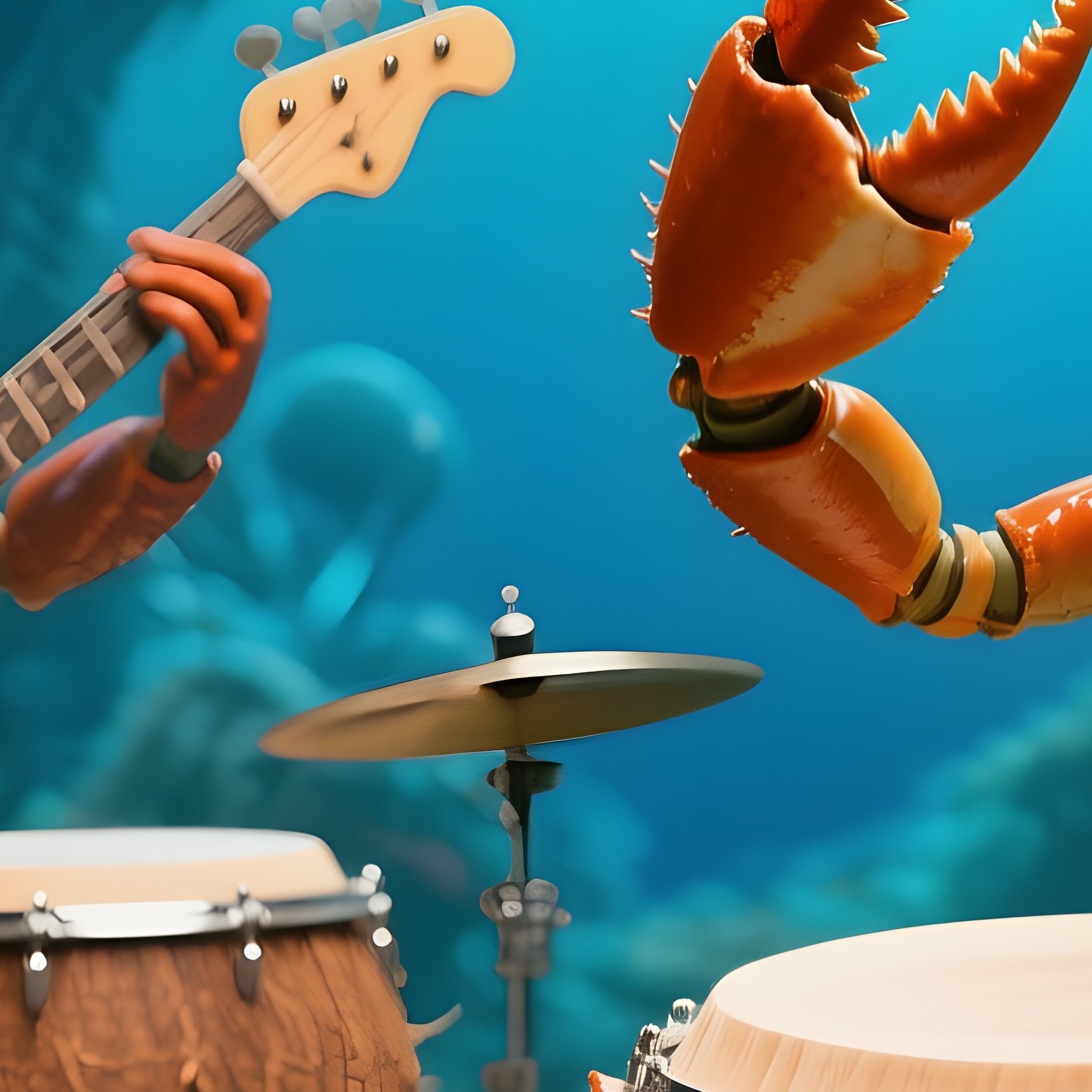 A Crab Playing Drums On Coconuts 02 - Full Resolution Quality Preview