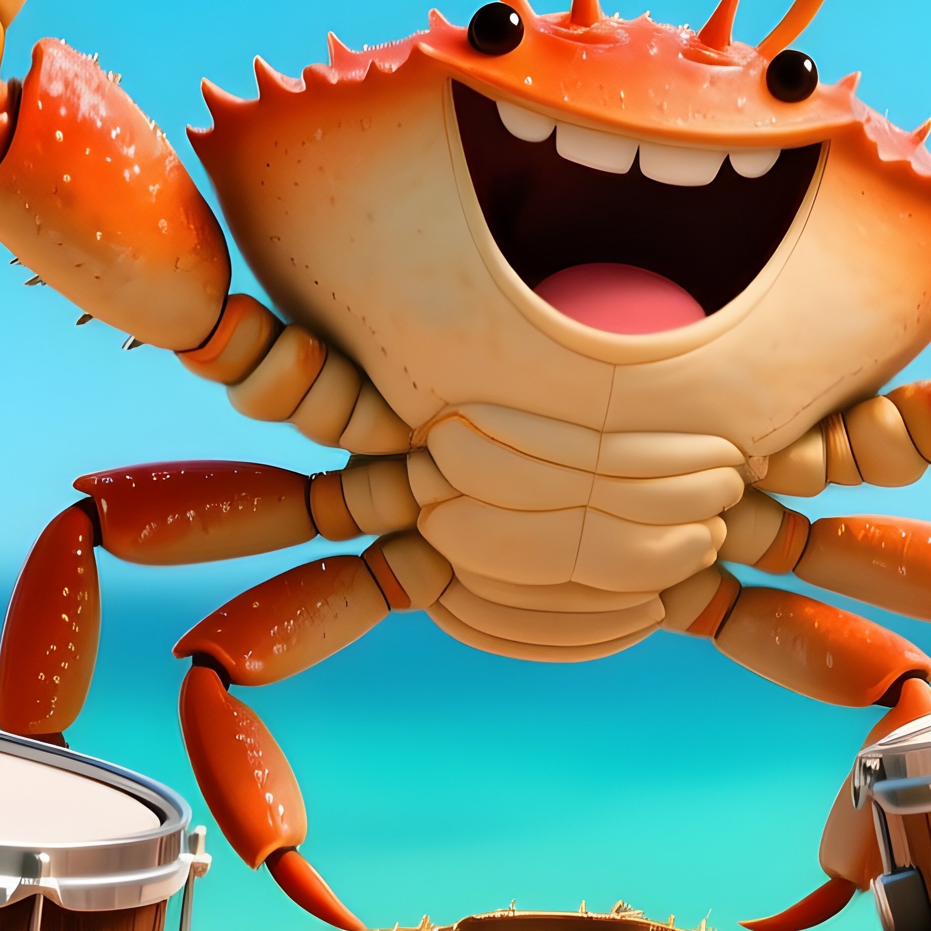 A Crab Playing Drums On Coconuts - Full Resolution Quality Preview