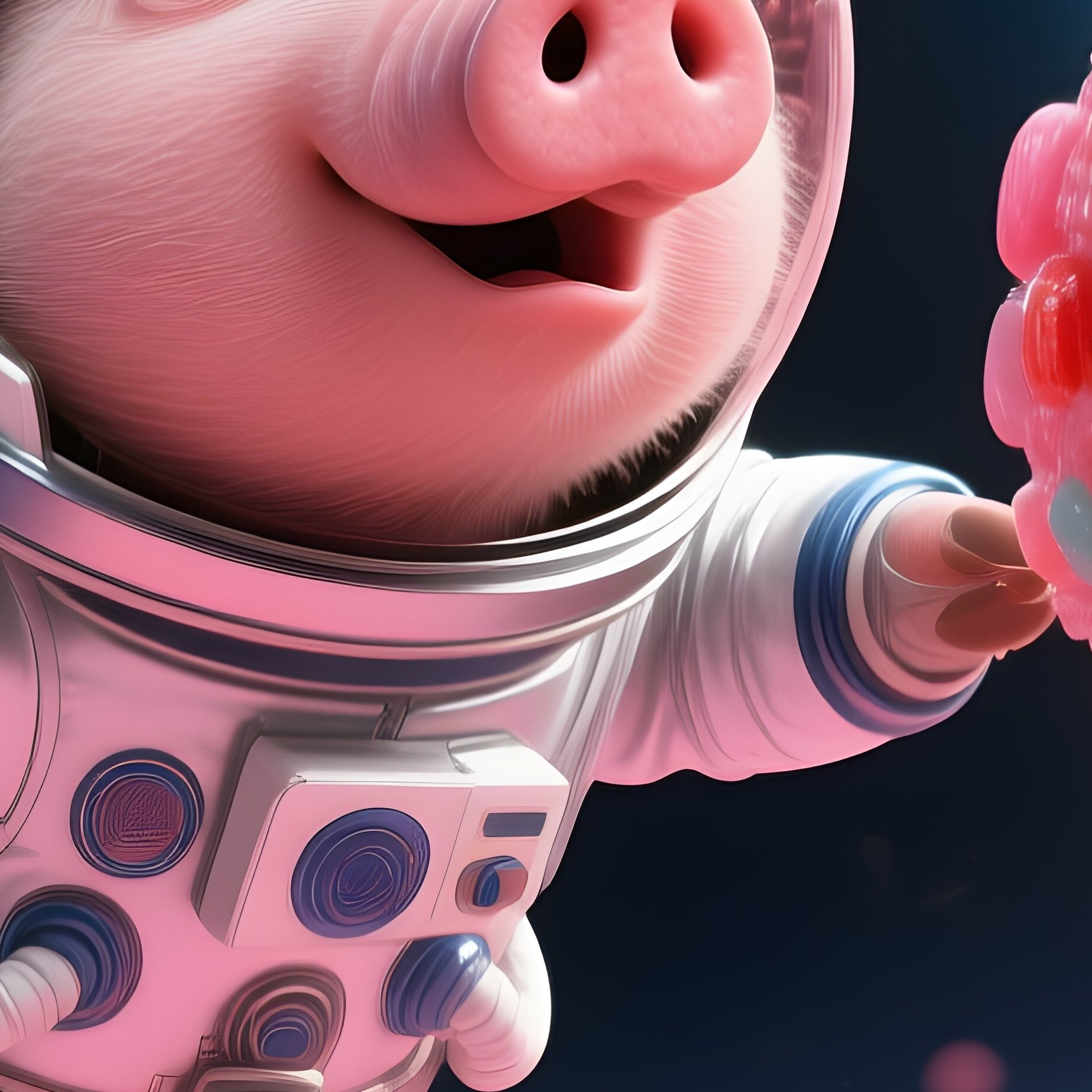 A Crazy Animal Image A Pig Astronaut Discovering A Candy Planet - Full Resolution Quality Preview